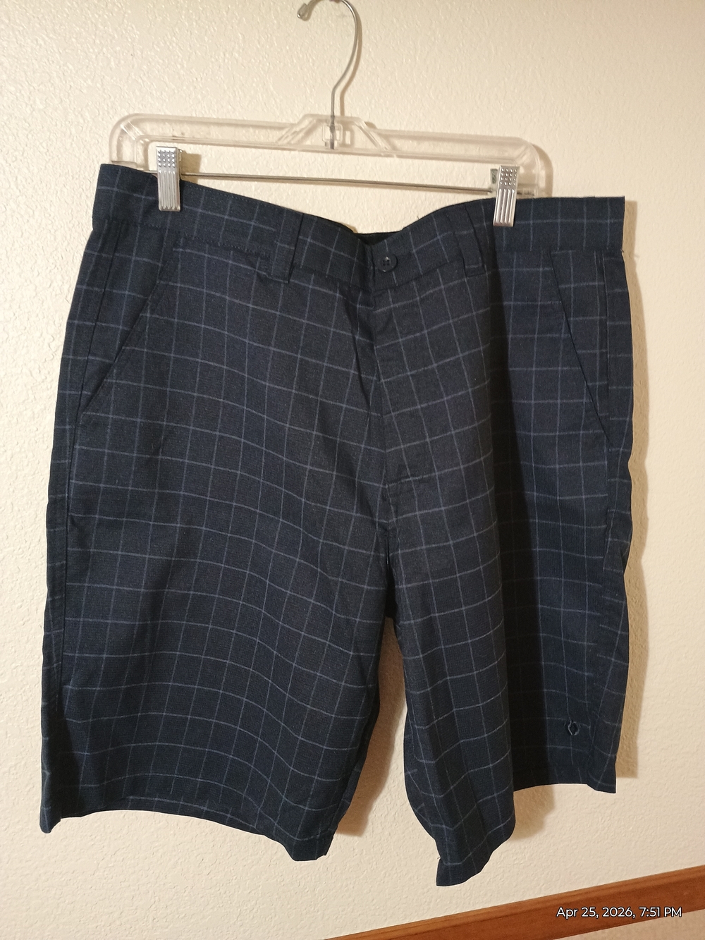 Hang Ten Navy Windowpane Flat-Front Shorts